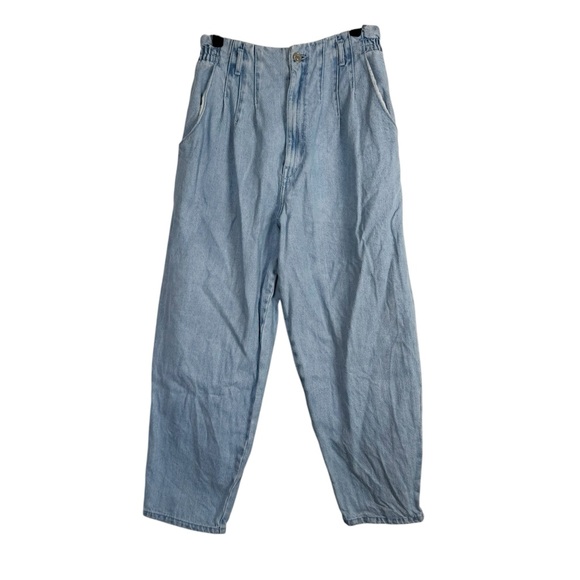 Zara Jeans High Waist Pleated Tapered Straight Balloon - Picture 1 of 10